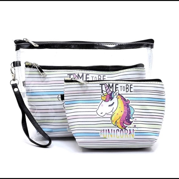 Alfa Bags Handbags - ⭐️ 🦄 Unicorn See Through Printed 3-1 Cosmetic Bag